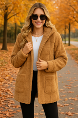 Oversized Hooded Plush Velvet Jacket – Autumn & Winter