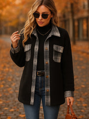 Plaid Woolen Coat Fashion Lapel Single-breasted Mid-length Coat Women's Clothing