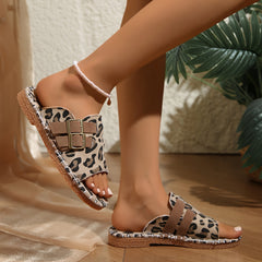 Stylish leopard print slip-on sandals – comfy, cute, perfect for summer and everyday wear