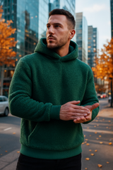 Men's Plush Hoodies Sweatshirt With Big Pocket Fashion Long-sleeved Pullover Hooded Top Solid Clothing