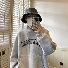 Letras vermelhas vinho impressas moletom masculino primavera e outono americano retrô oversize casal jaqueta casual