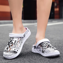 Zapatillas con agujeros para hombre, tallas grandes, puntera de zapatillas