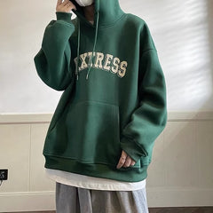 Letras vermelhas vinho impressas moletom masculino primavera e outono americano retrô oversize casal jaqueta casual