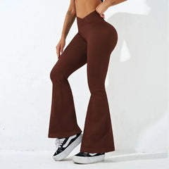 Slim Flare Pants 2025 | Cross Waist, Butt Lift & Stretch Fit