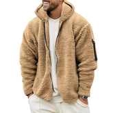 Men’s Fleece Jacket – Hooded, warm, loose fit, casual winter style.