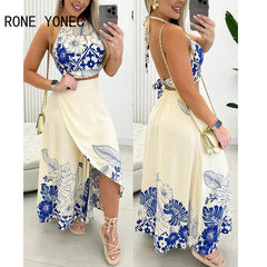 Women's long skirt sets with lace print