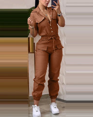 Elegant 2025 women’s jumpsuit – casual, solid color, short sleeve, high waist.