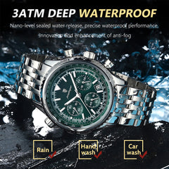 POEDAGAR Luxury Watches For Men Date Chronograph Stainless Steel Man Watch Waterproof Luminous Sport Military Men's Quartz Watch