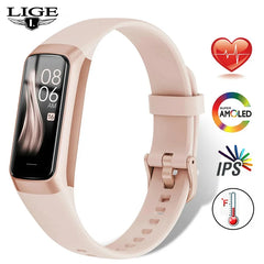 LIGE Amoled Smart Watch Smartwatch Band Women Heart Rate Blood Waterproof Connected Smart Bracelet Sport Fitness Tracker Watch