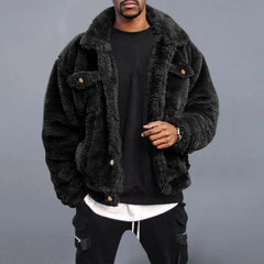Men’s Winter Coat – Cozy, thermal, plush, thick, with chest pockets.