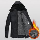 Thickened cotton padded men’s jacket, warm and medium-length.