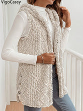 Apricot Hooded Plush Sleeveless Vest – Autumn & Winter