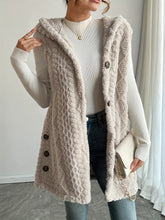Solid Color Chunky Knit Hooded Vest – Casual & Cozy