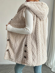 Solid Color Chunky Knit Hooded Vest – Casual & Cozy
