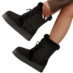 Women’s Winter Snow Boots – Thick sole, fleece-lined, tie-on, mid-calf.