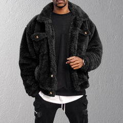 Men’s Winter Coat – Cozy, thermal, plush, thick, with chest pockets.