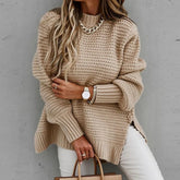 Loose Black Knit Sweater with High Neck – Autumn & Winter