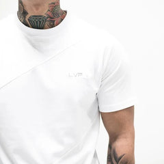 Men's Summer Fashion Fitness Tees Gym Sport Running Patchwork Short Sleeves Shirt Breathable Bodybuilding T-shirt Man Clothing