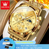 OLEVS 3639 Moon Phase Quartz Watch For Men Fashion Chronograph Luxury Wristwatch Waterproof Luminous Date Business Man Watches