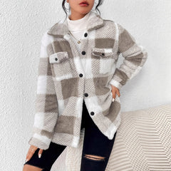 Winter jacket with high elasticity, long plush fabric, and a comfortable, modern design.