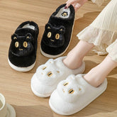 Pantufas de gato de algodão, macias, confortáveis, quentes, para casal, slip-on, casa, fofas, rosto de gato, pantufas para inverno