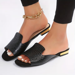 Women’s Chunky Low Heel Sandals – Fashionable Square Open Toe Slip-Ons, Perfect for Dressy Looks