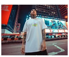 Roupas masculinas plus size da moda de rua de manga curta