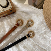 Cinturón pequeño de vestir para mujer Cinturón fino con hebilla tejida a la moda