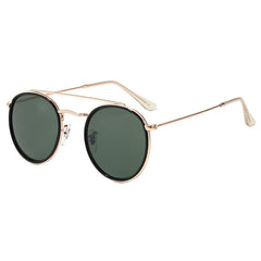 Gafas de sol redondas de acero inoxidable para mujer, estilo retro, a la moda