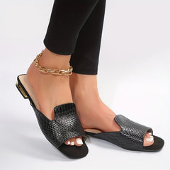 Women’s Chunky Low Heel Sandals – Fashionable Square Open Toe Slip-Ons, Perfect for Dressy Looks