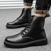 Botas militares estilo novo estilo britânico botas de couro pretas masculinas