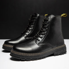 Botas militares de estilo nuevo Botas de cuero negras estilo británico para hombre