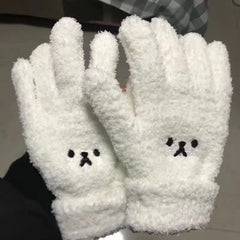 Luvas de pelúcia de tricô de inverno Warm Lady