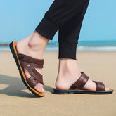 Sandálias de verão masculinas Sapatos de praia Couro Moda casual