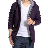 Casaco cardigan de malha slim coreano com capuz