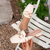 Women’s Ballet Flats – Elegant Slip-On Loafers with Gold Buckle & Comfortable Rubber Sole, Perfect All-Season Shoes