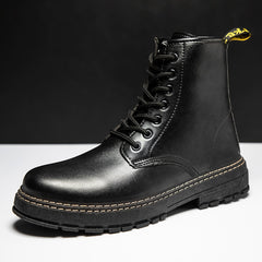 Botas militares de estilo nuevo Botas de cuero negras estilo británico para hombre