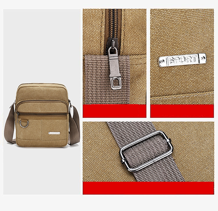 Casual Men's One-shoulder Messenger Multi-layer Canvas Bag