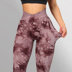 Leggings Tie Dye sem costura para mulheres, calças de ioga, push up, esportivas, fitness, corrida, academia