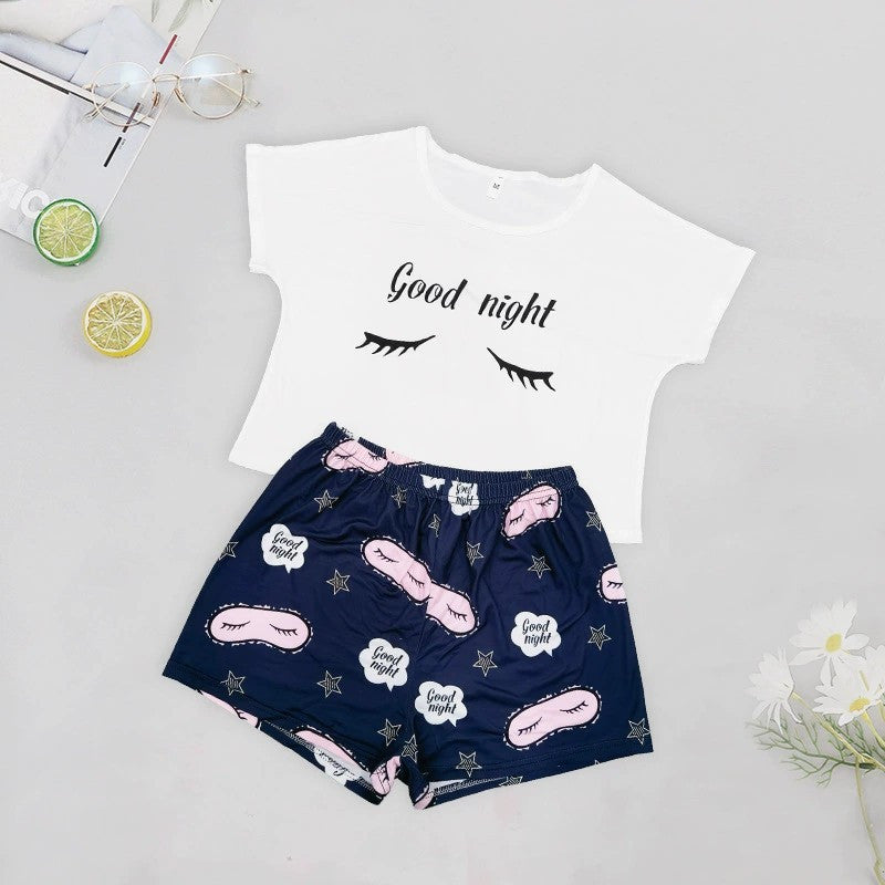 Conjunto de pijama de algodão com manga curta e colete feminino