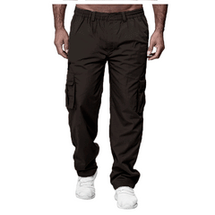 Pantalones cargo rectos holgados con múltiples bolsillos para hombre