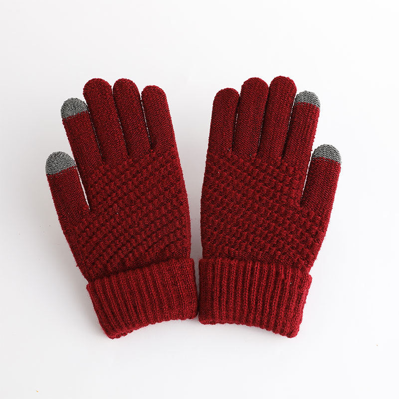 Men's And Women's Fashion Touch Screen Warm Jacquard Gloves