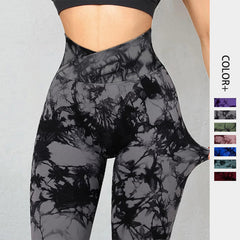 Leggings Tie Dye sem costura para mulheres, calças de ioga, push up, esportivas, fitness, corrida, academia