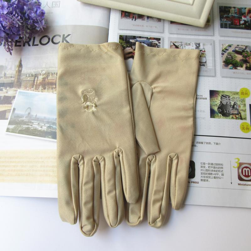 Etiquette embroidered high stretch thin gloves