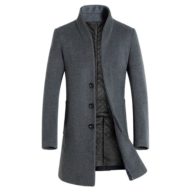 Casaco longo masculino de lã, trench coat 