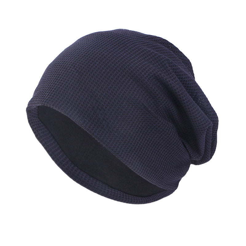 Novo gorro de algodão, camada dupla, aquecedor, xadrez, casal, unissex, folgado, chapéu, quimio, turbante, capa de cabeça