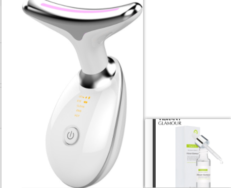 Masajeador térmico EMS para reafirmar y tensar el cuello, dispositivo eléctrico de belleza facial con fotones LED y microcorriente para eliminar arrugas para mujer