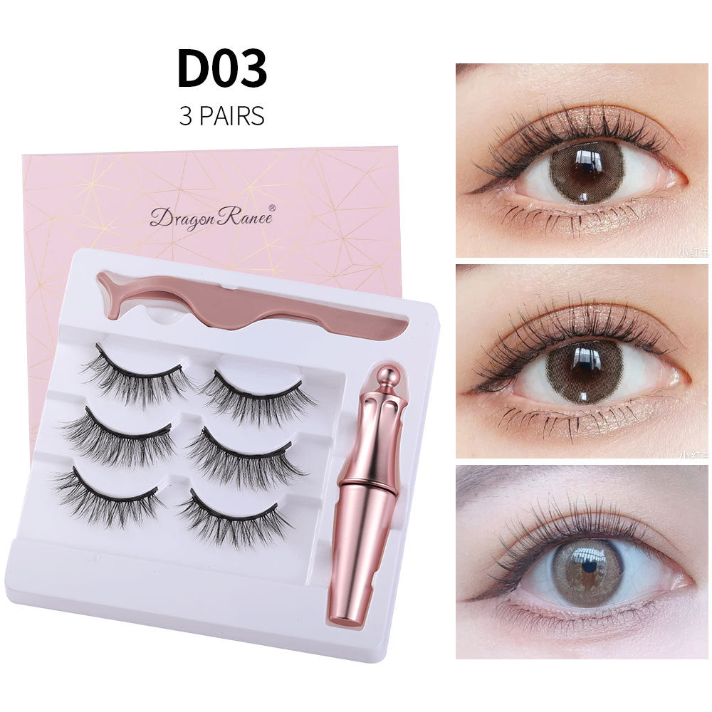 Delineador de ojos líquido magnético natural de larga duración, pestañas postizas magnéticas y juego de pinzas, juego de maquillaje