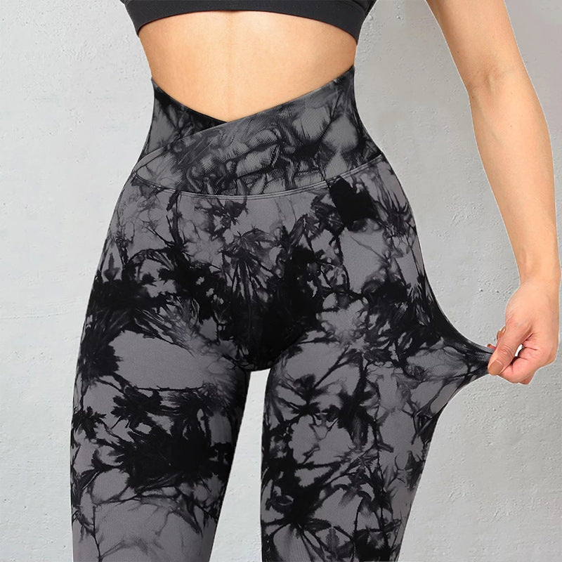 Leggings Tie Dye sem costura para mulheres, calças de ioga, push up, esportivas, fitness, corrida, academia