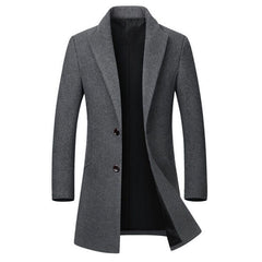 Casaco longo masculino de lã, trench coat 